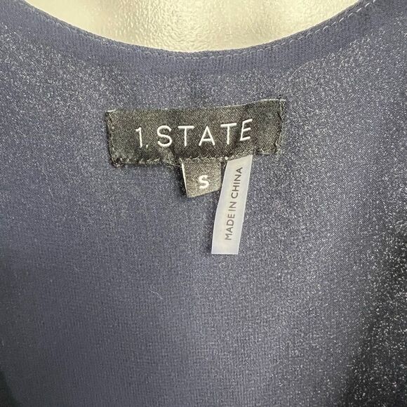1. State Eimy V Neck Top in Navy - Picture 3 of 5